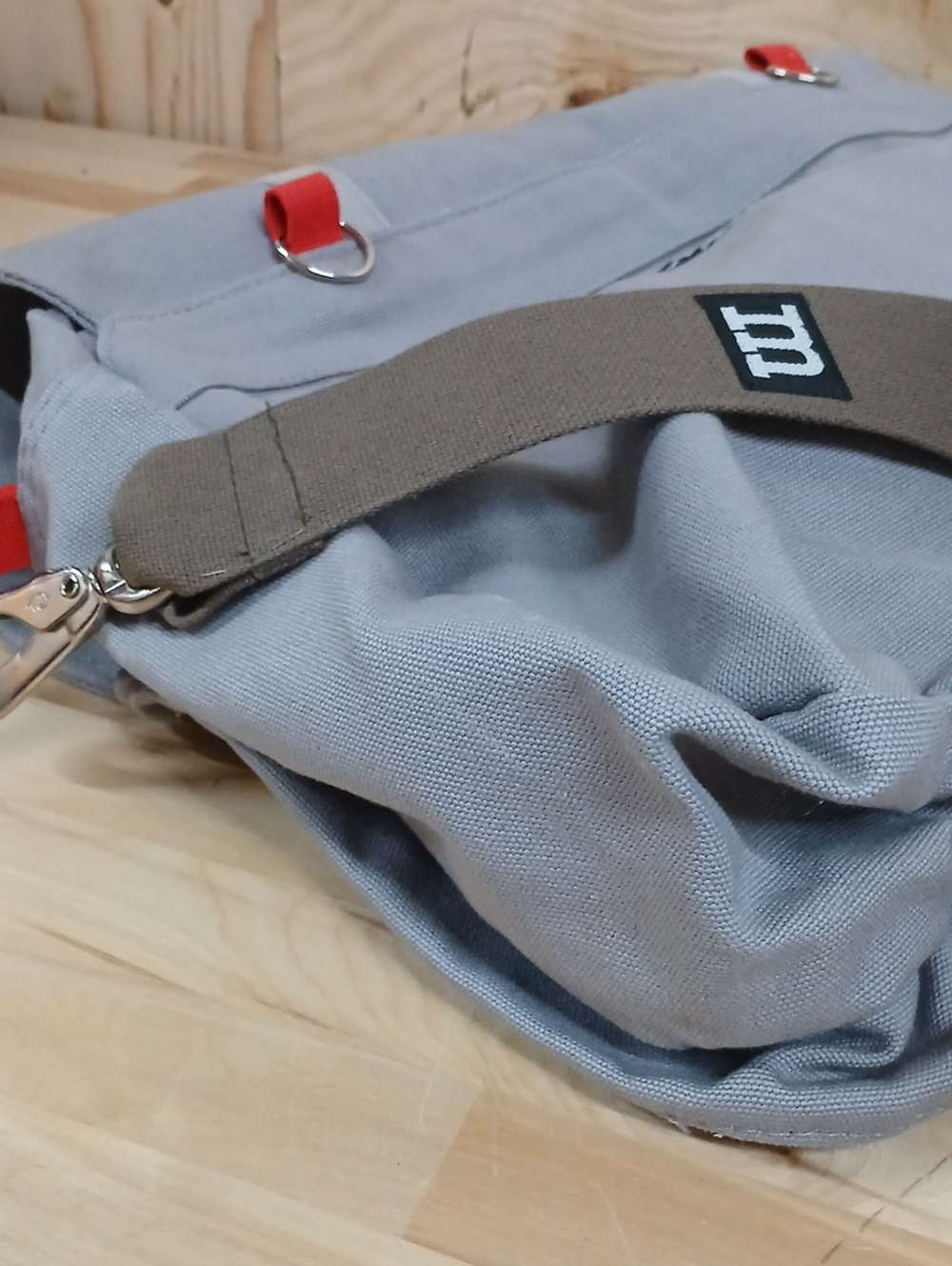 Marimekko Slate Blue Gray Canvas Messenger Bag - Picture 6 of 14